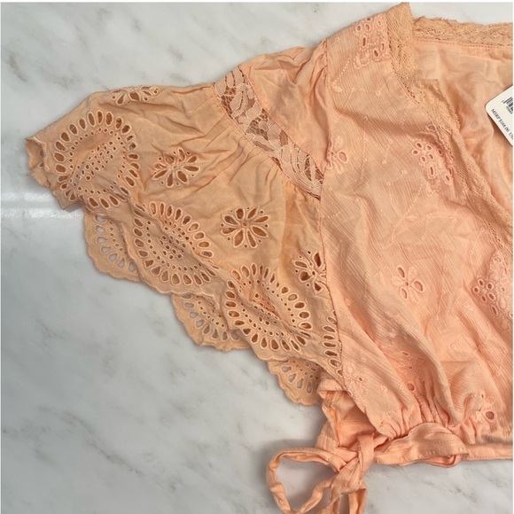 [Free people] Tangerine Embroidery Lace Crop Blouse Top - Picture 9 of 11